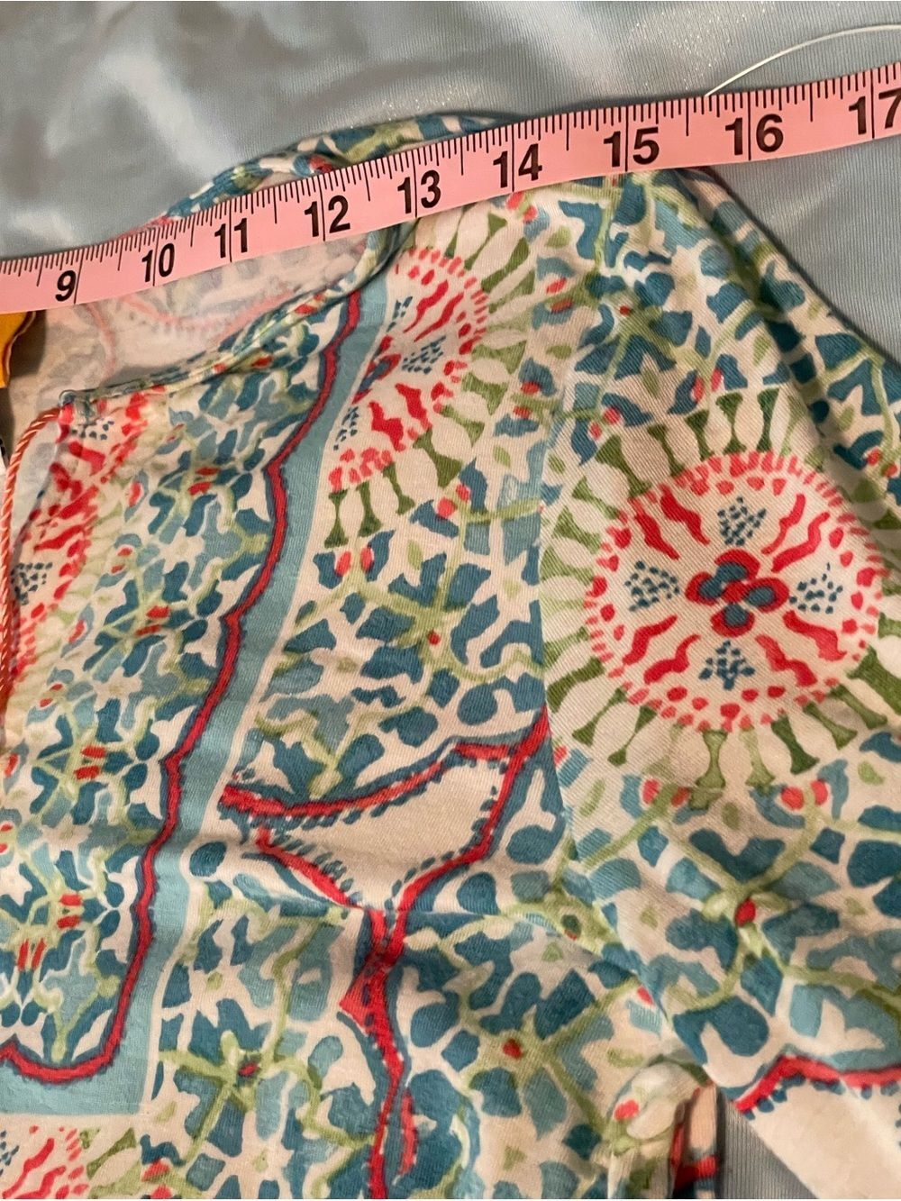 Ruby Rd Boho Medallion Tassel Top Rayon 3/4 Sleeve Pastel Tunic Women's PS - Picture 11 of 14